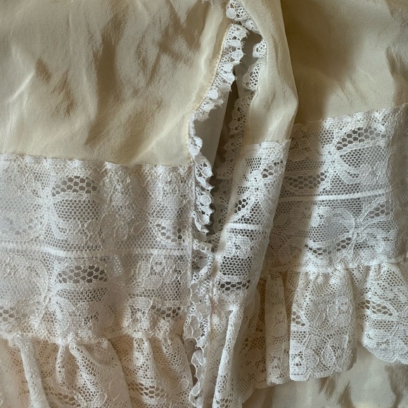 Vintage Croissant 100% Silk Baby Christening Gown & Bonnet Set Ivory Lace Baptis - Picture 3 of 5